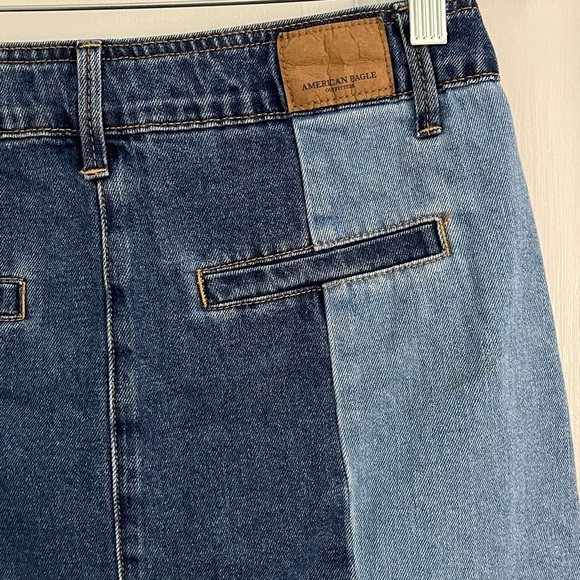 American Eagle Hi Rise Festival Mini Patchwork Denim Skirt Retro Size 4 Hippie - Picture 7 of 13